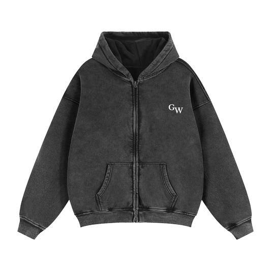 Zip-Through Boxy Fleece Hoodie