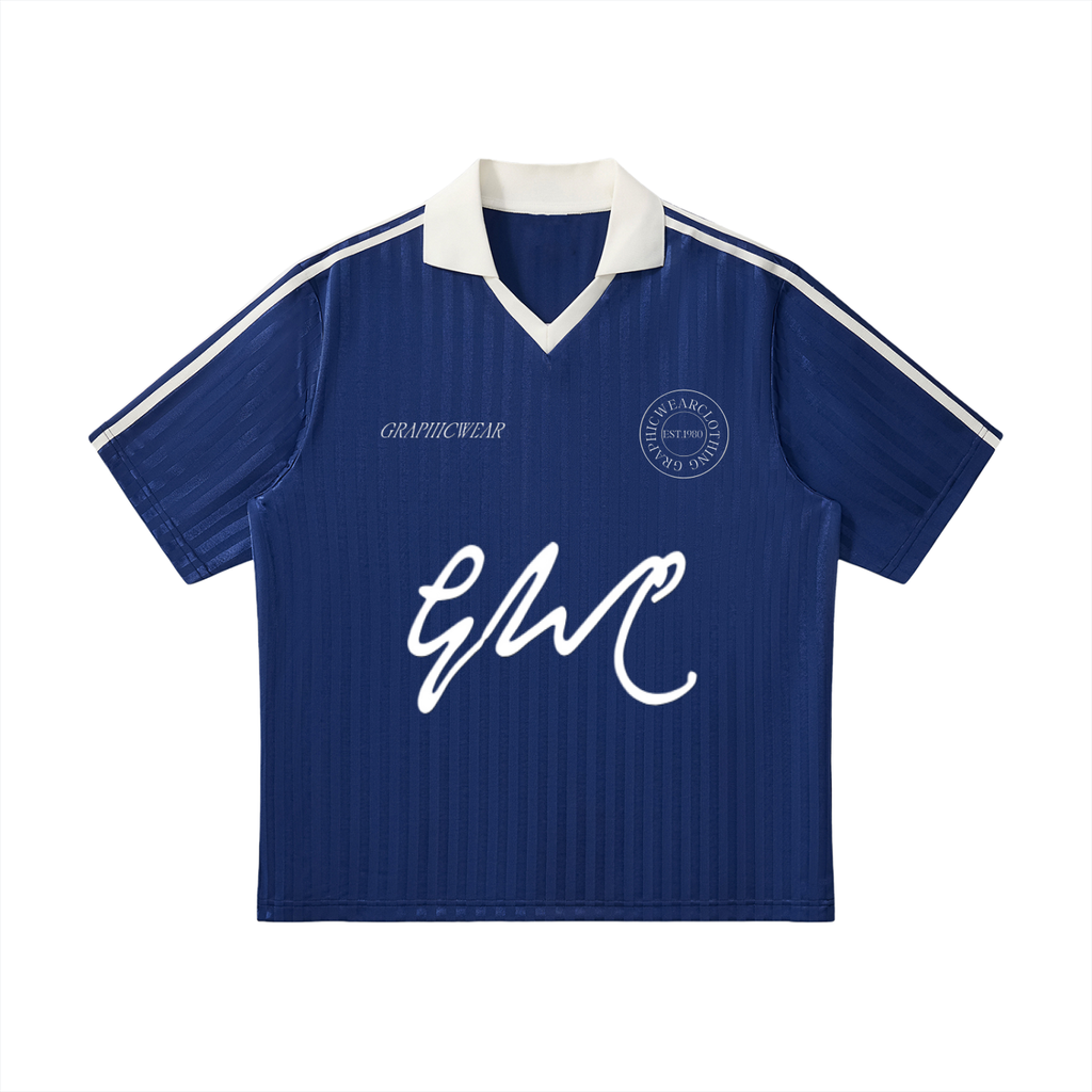 Contrast Collar Striped Soccer Jersey